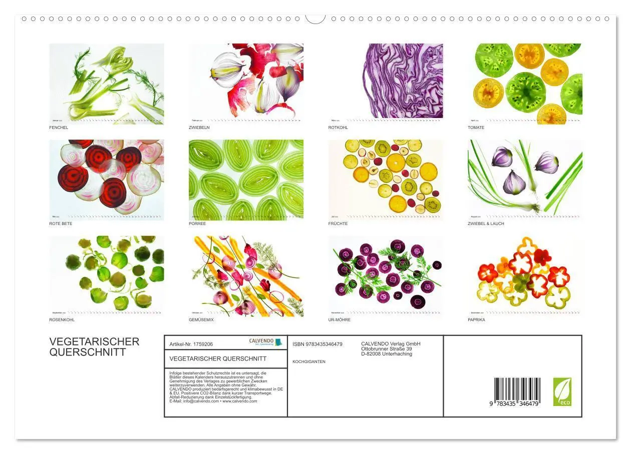 Bild: 9783435346479 | VEGETARISCHER QUERSCHNITT (hochwertiger Premium Wandkalender 2025...