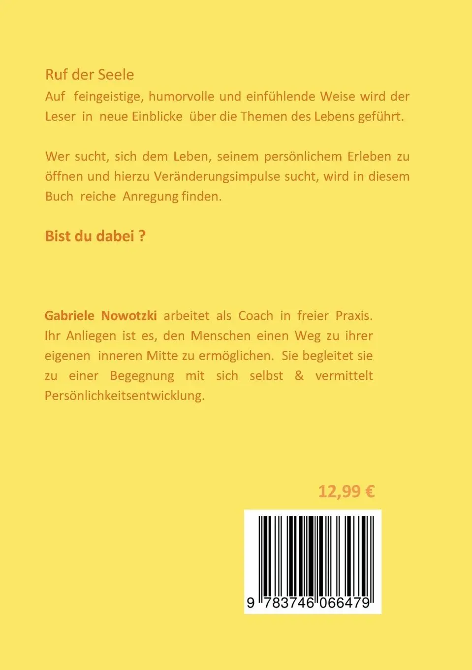 Rückseite: 9783746066479 | Ruf der Seele | Gabriele Nowotzki | Taschenbuch | 124 S. | Deutsch