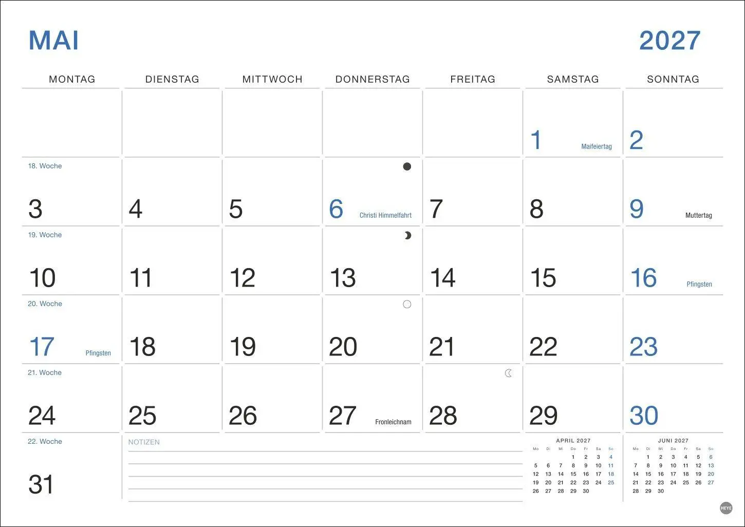 Bild: 9783756416479 | Büro Monatsplaner 2027 | Heye | Kalender | Bürokalender Heye | 14 S.