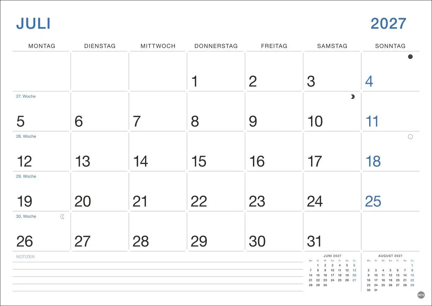 Bild: 9783756416479 | Büro Monatsplaner 2027 | Heye | Kalender | Bürokalender Heye | 14 S.