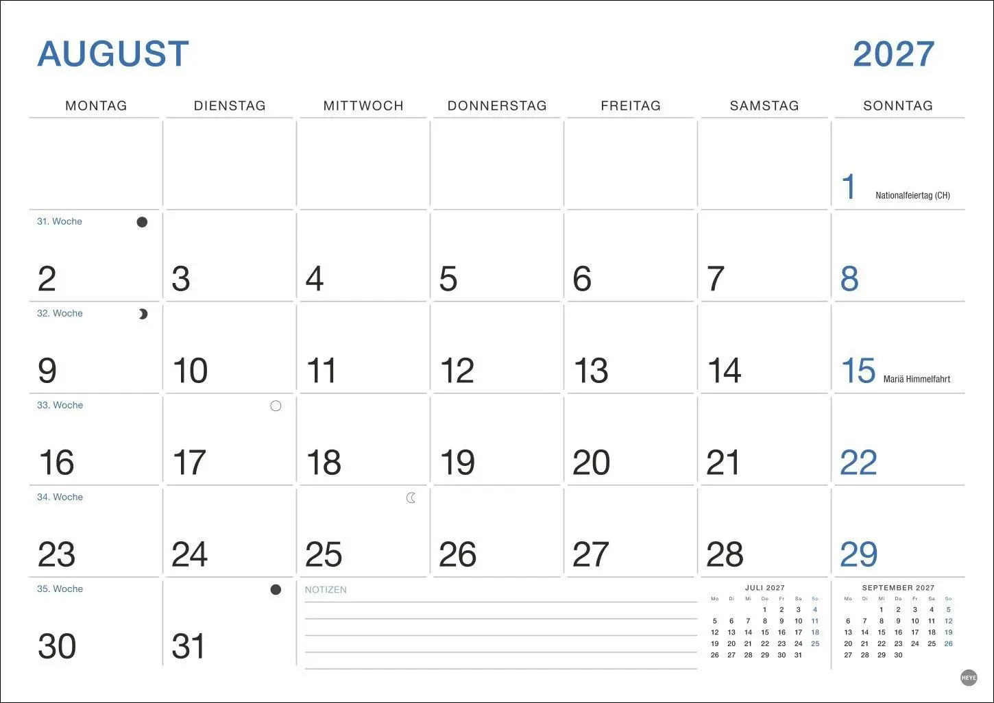 Bild: 9783756416479 | Büro Monatsplaner 2027 | Heye | Kalender | Bürokalender Heye | 14 S.