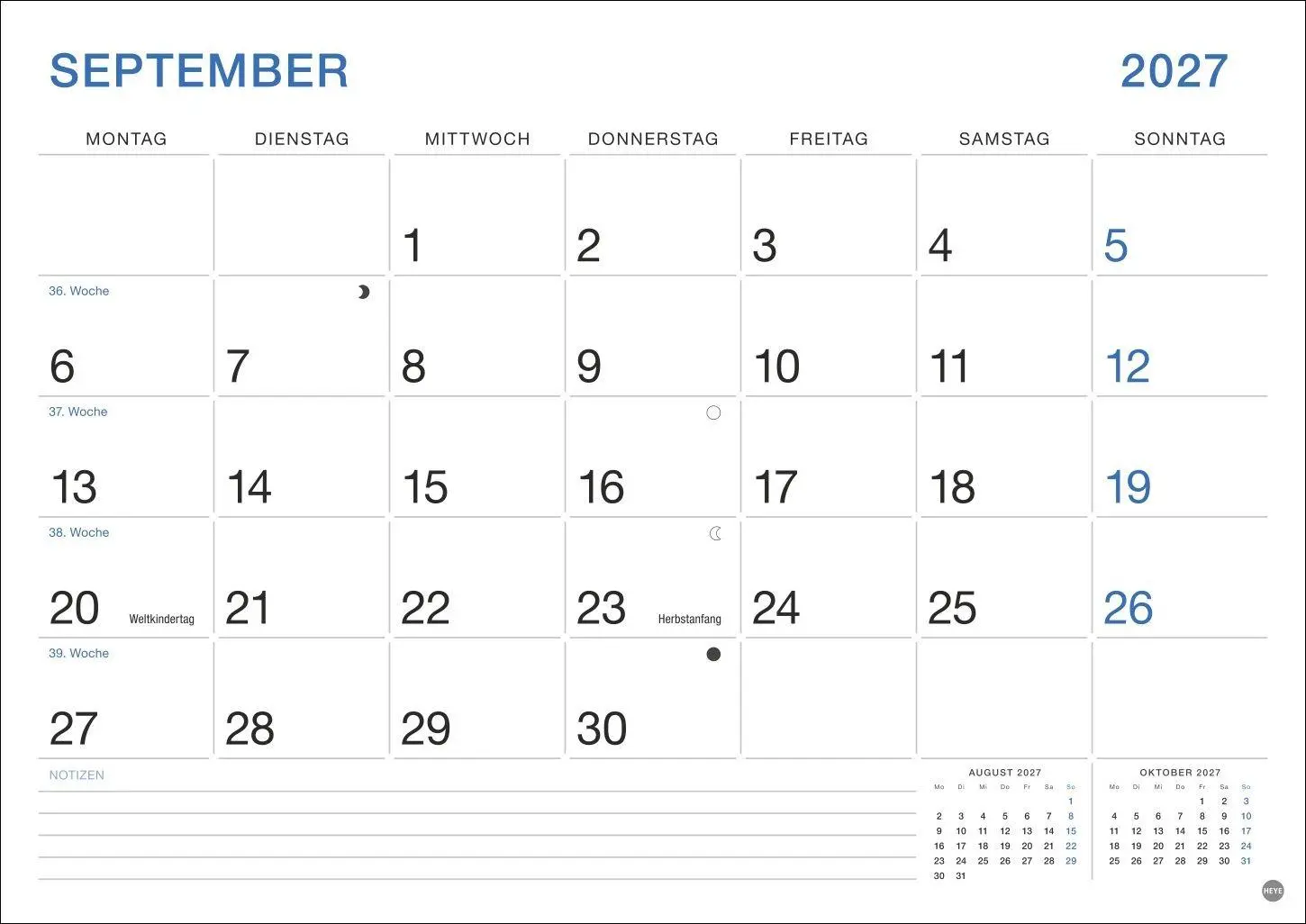 Bild: 9783756416479 | Büro Monatsplaner 2027 | Heye | Kalender | Bürokalender Heye | 14 S.