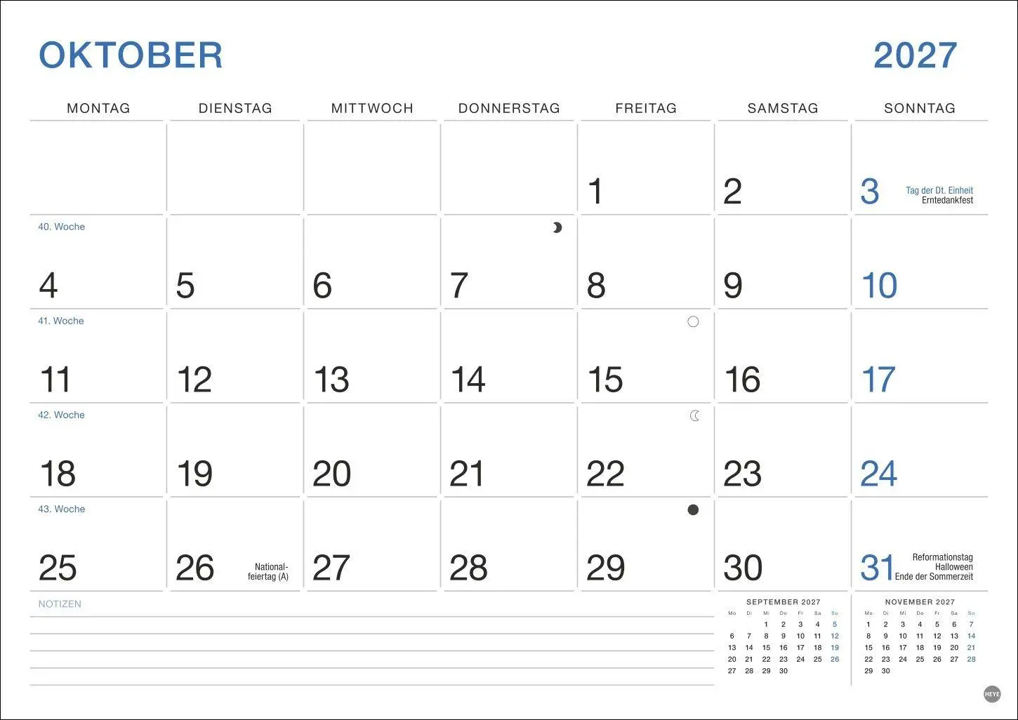 Bild: 9783756416479 | Büro Monatsplaner 2027 | Heye | Kalender | Bürokalender Heye | 14 S.