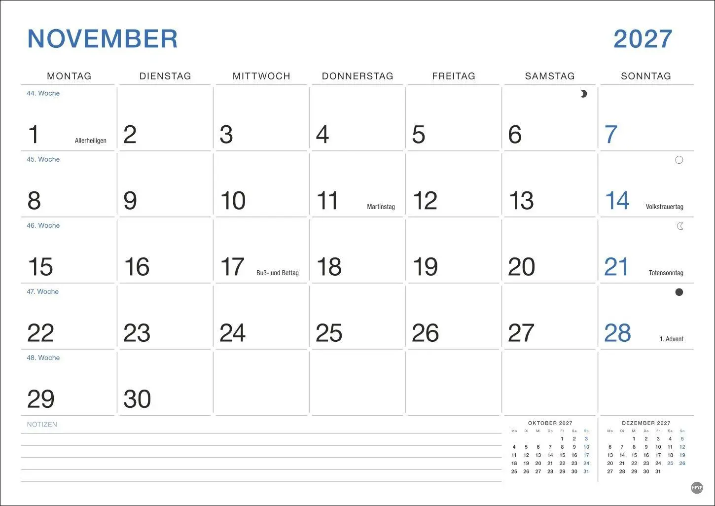 Bild: 9783756416479 | Büro Monatsplaner 2027 | Heye | Kalender | Bürokalender Heye | 14 S.
