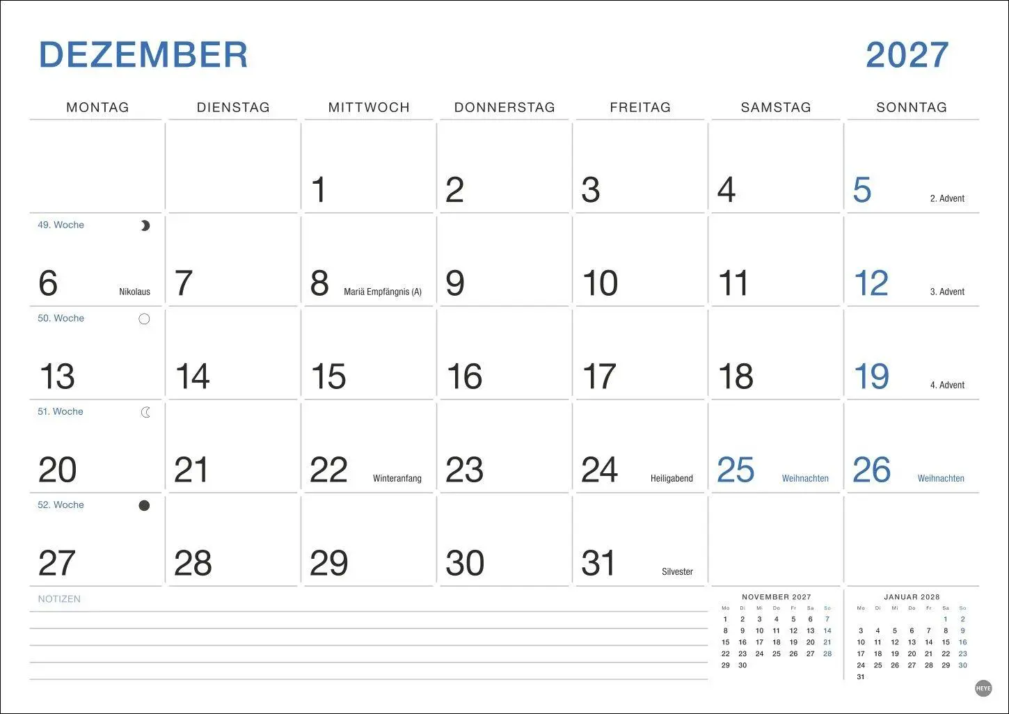 Bild: 9783756416479 | Büro Monatsplaner 2027 | Heye | Kalender | Bürokalender Heye | 14 S.