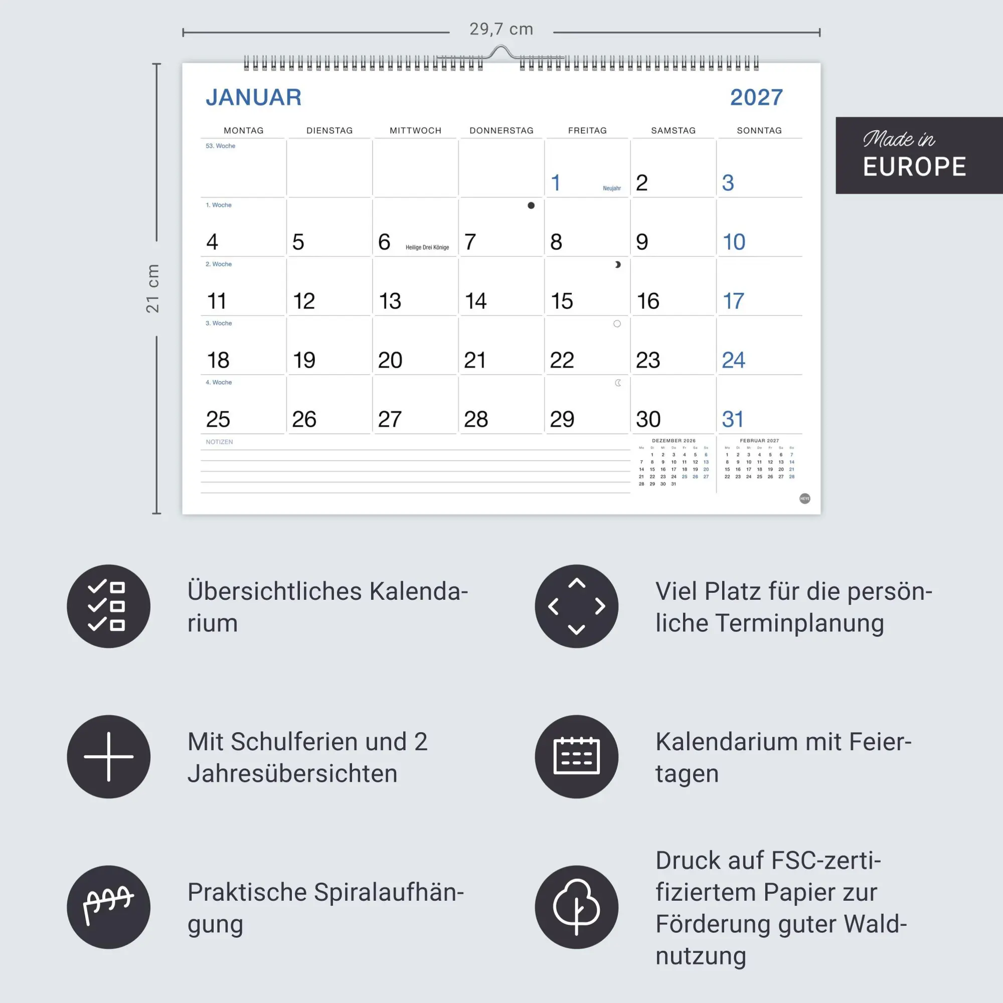 Bild: 9783756416479 | Büro Monatsplaner 2027 | Heye | Kalender | Bürokalender Heye | 14 S.
