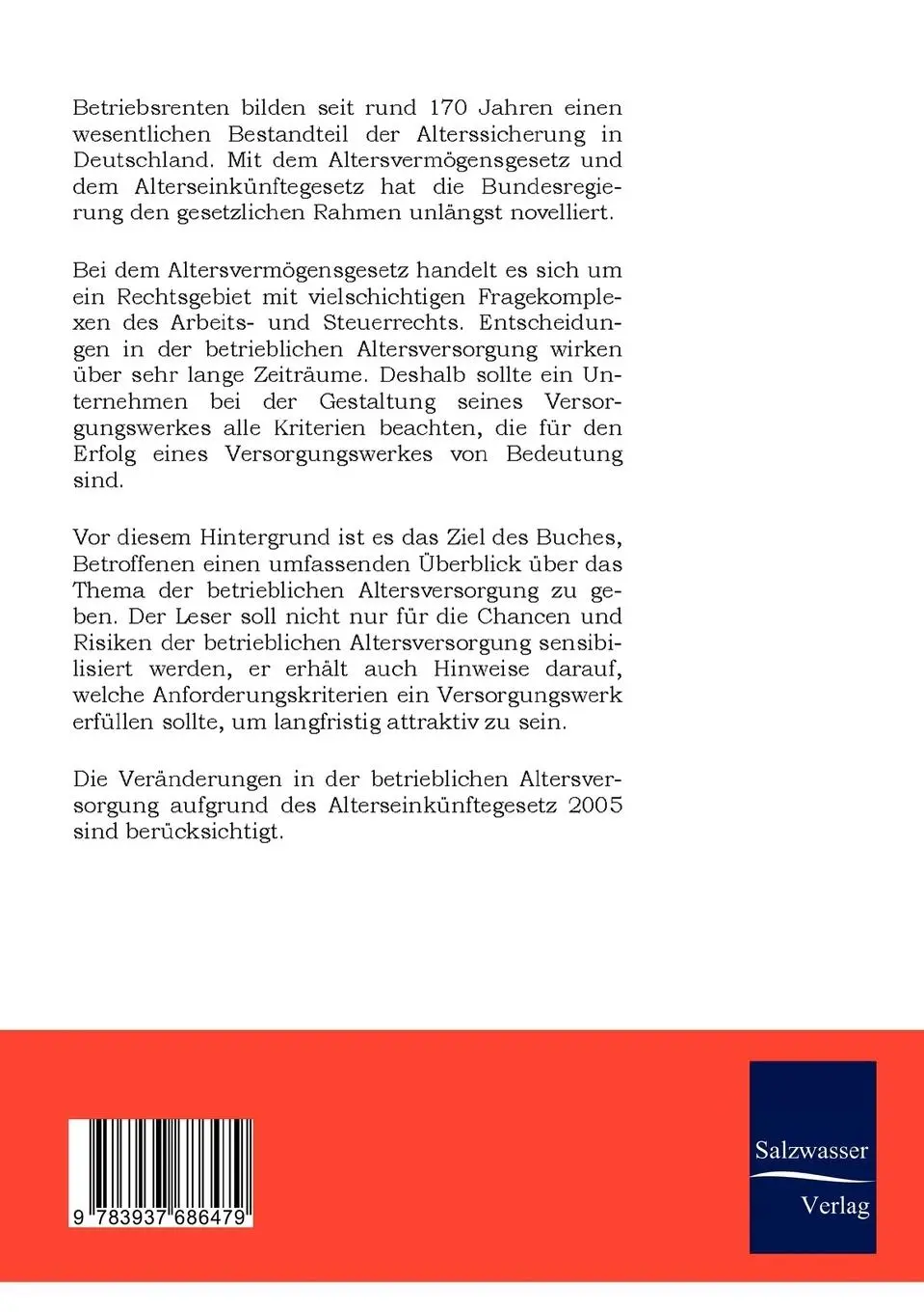 Rückseite: 9783937686479 | Die neue betriebliche Altersversorgung und ihre Auswirkung auf...