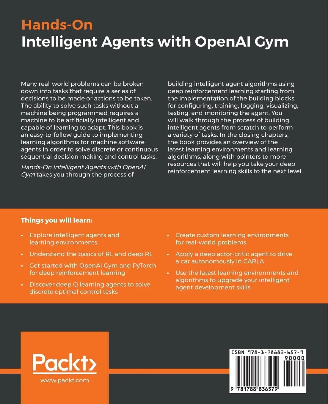 Rückseite: 9781788836579 | Hands-On Intelligent Agents with OpenAI Gym | Praveen Palanisamy