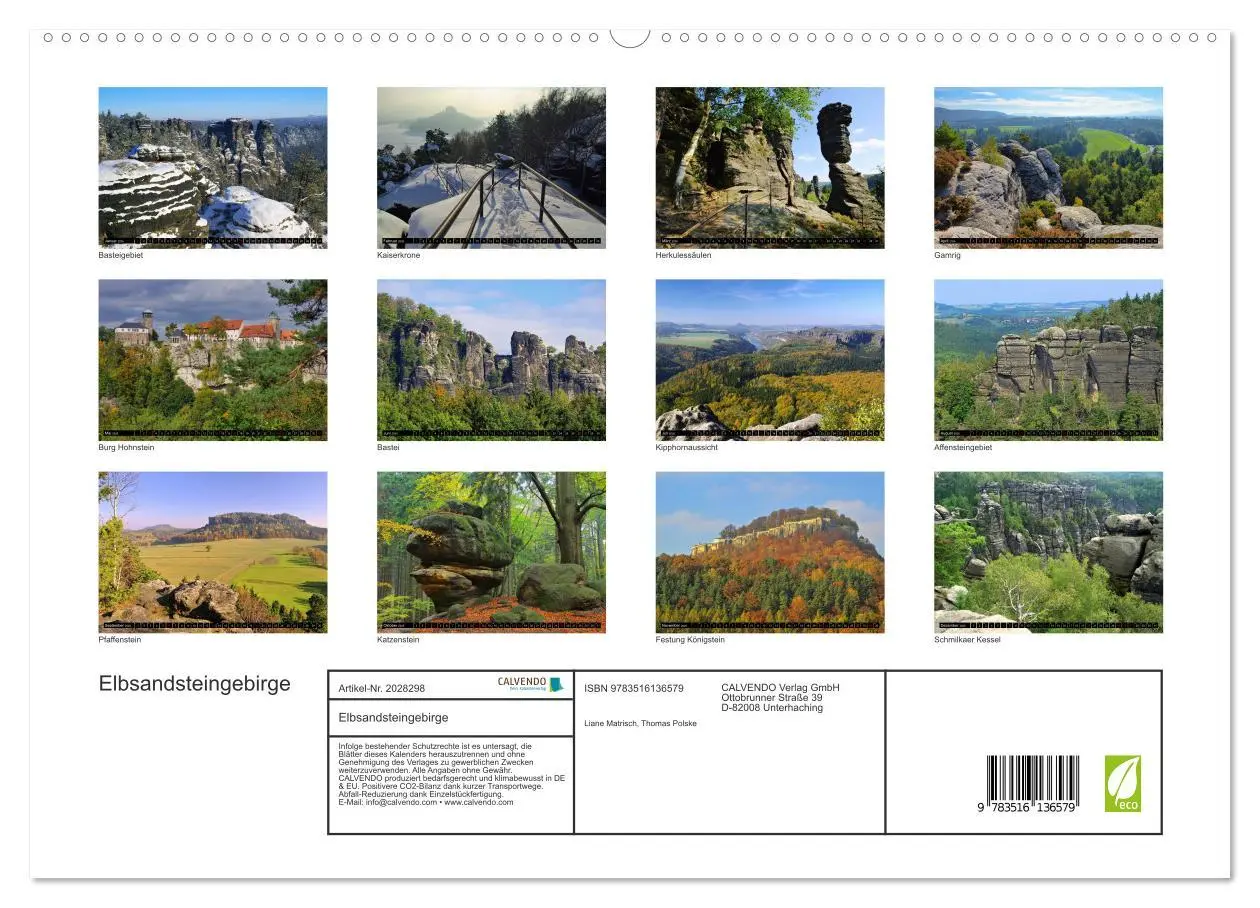 Bild: 9783516136579 | Elbsandsteingebirge (hochwertiger Premium Wandkalender 2026 DIN A2...