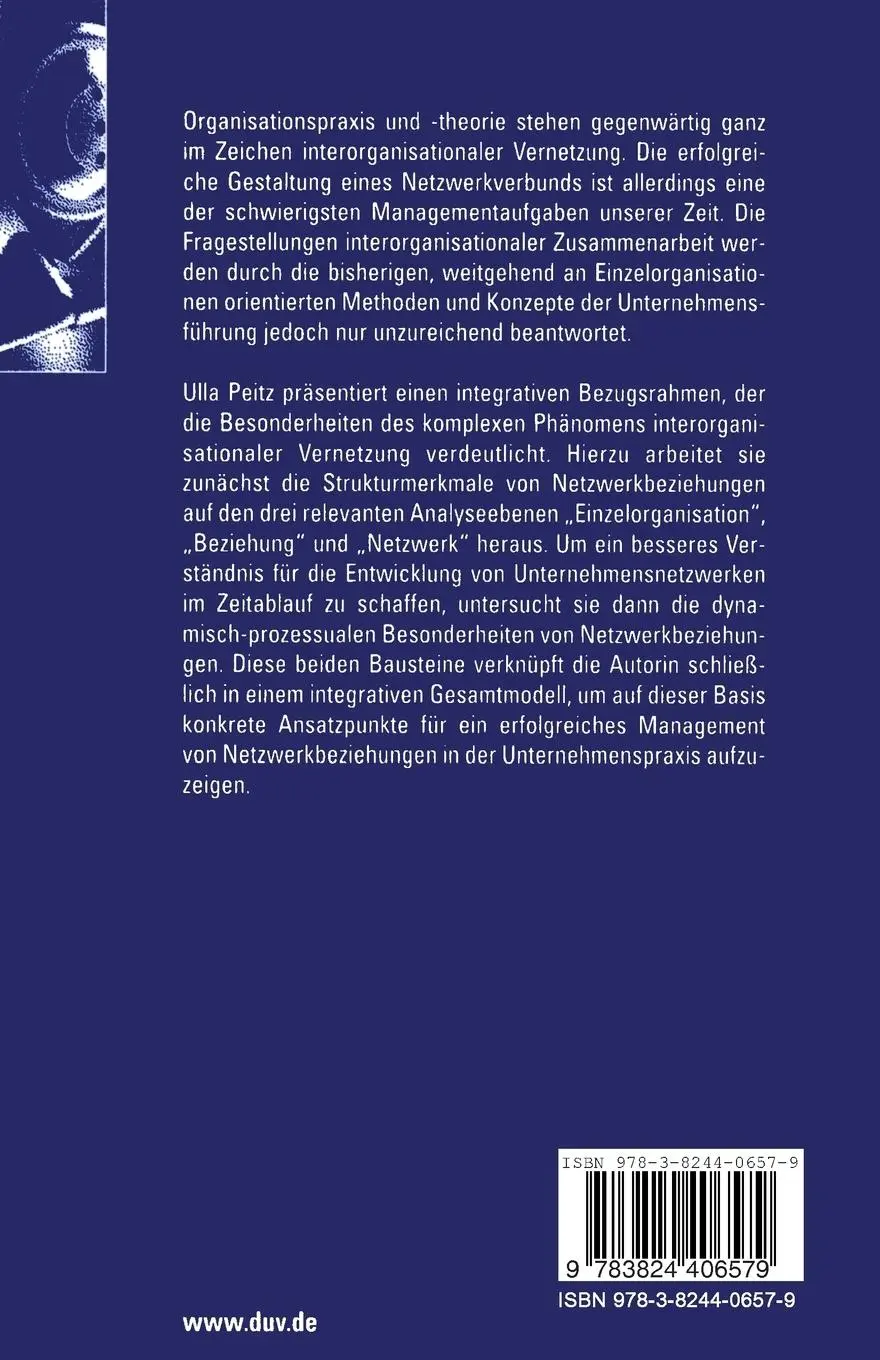 Rückseite: 9783824406579 | Struktur und Entwicklung von Beziehungen in Unternehmensnetzwerken