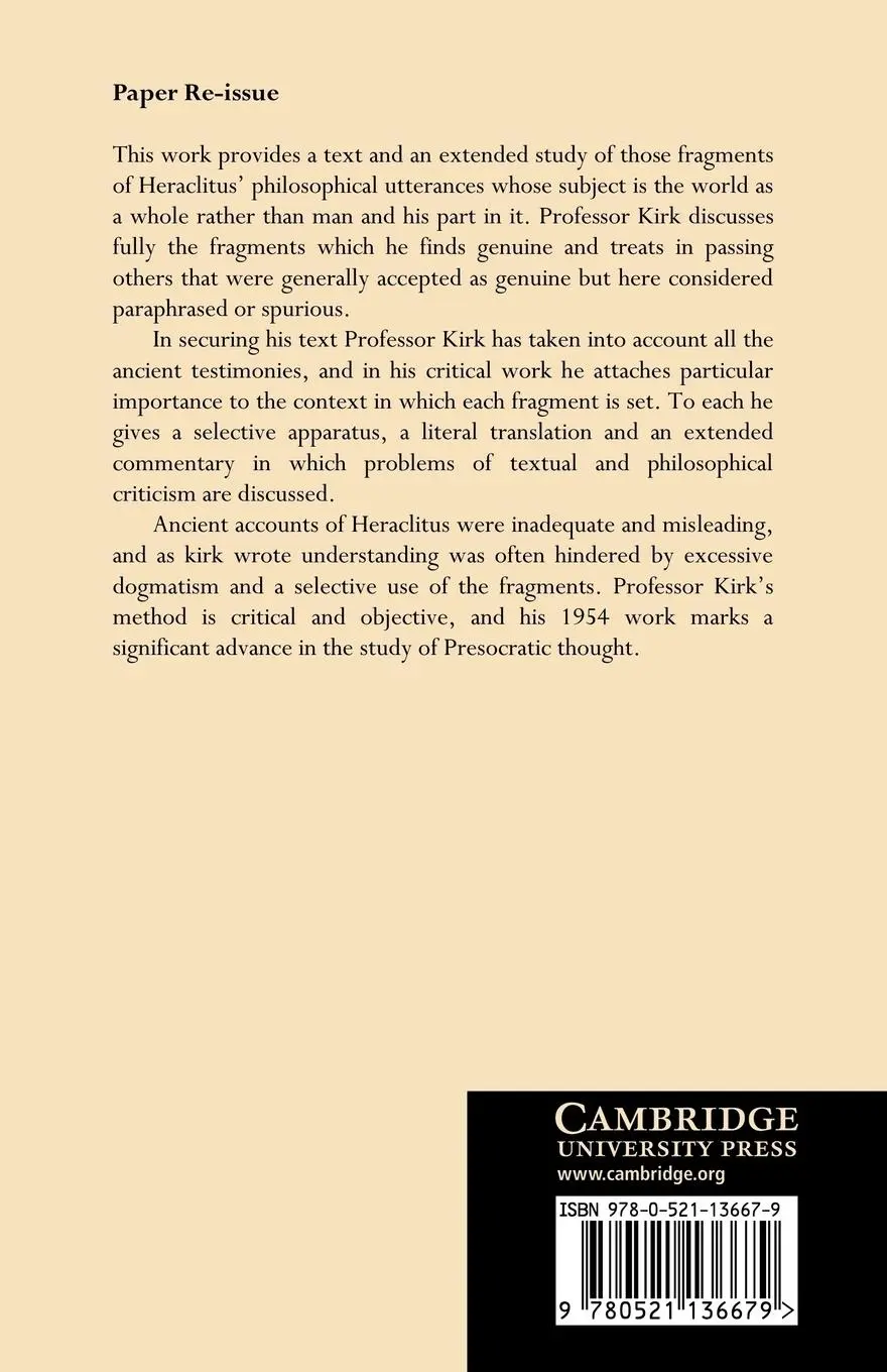 Rückseite: 9780521136679 | Heraclitus | The Cosmic Fragments | Heraclitus. | Taschenbuch | 2010