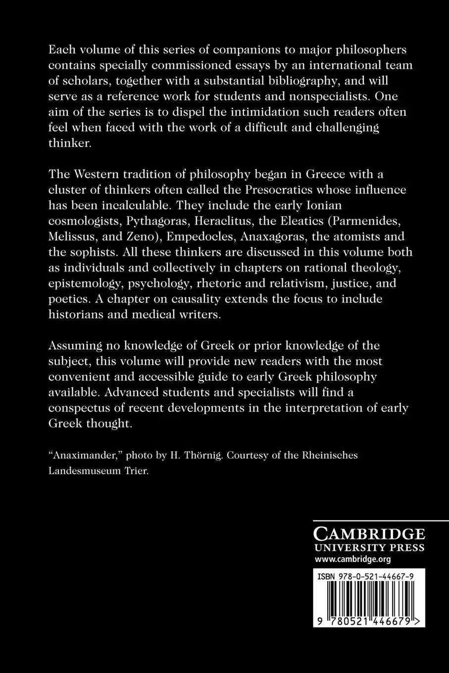 Rückseite: 9780521446679 | The Cambridge Companion to Early Greek Philosophy | A. A. Long | Buch