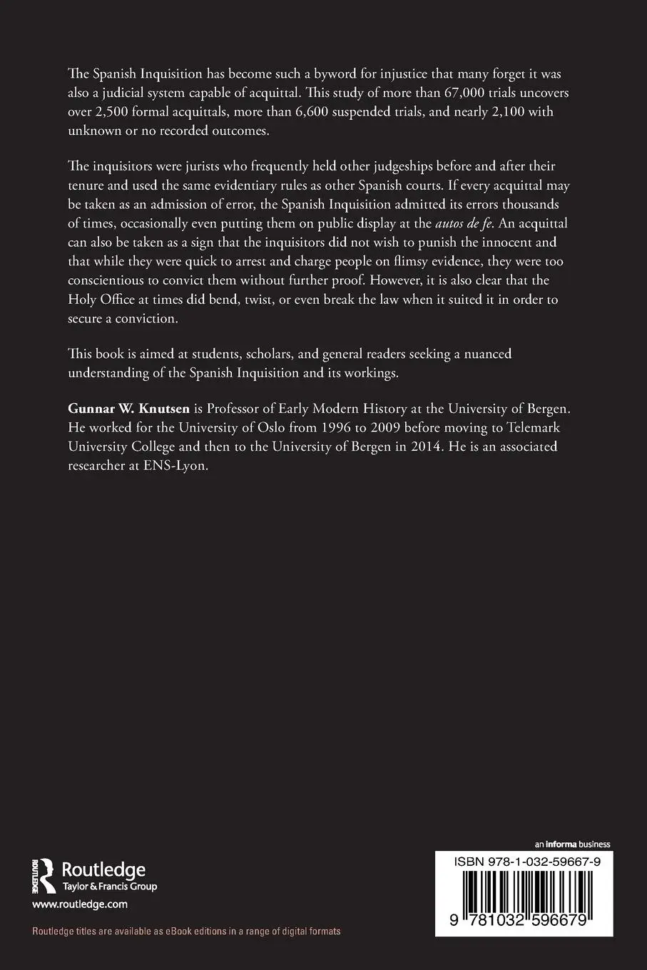 Rückseite: 9781032596679 | Acquittals in the Spanish Inquisition | Gunnar W Knutsen | Taschenbuch