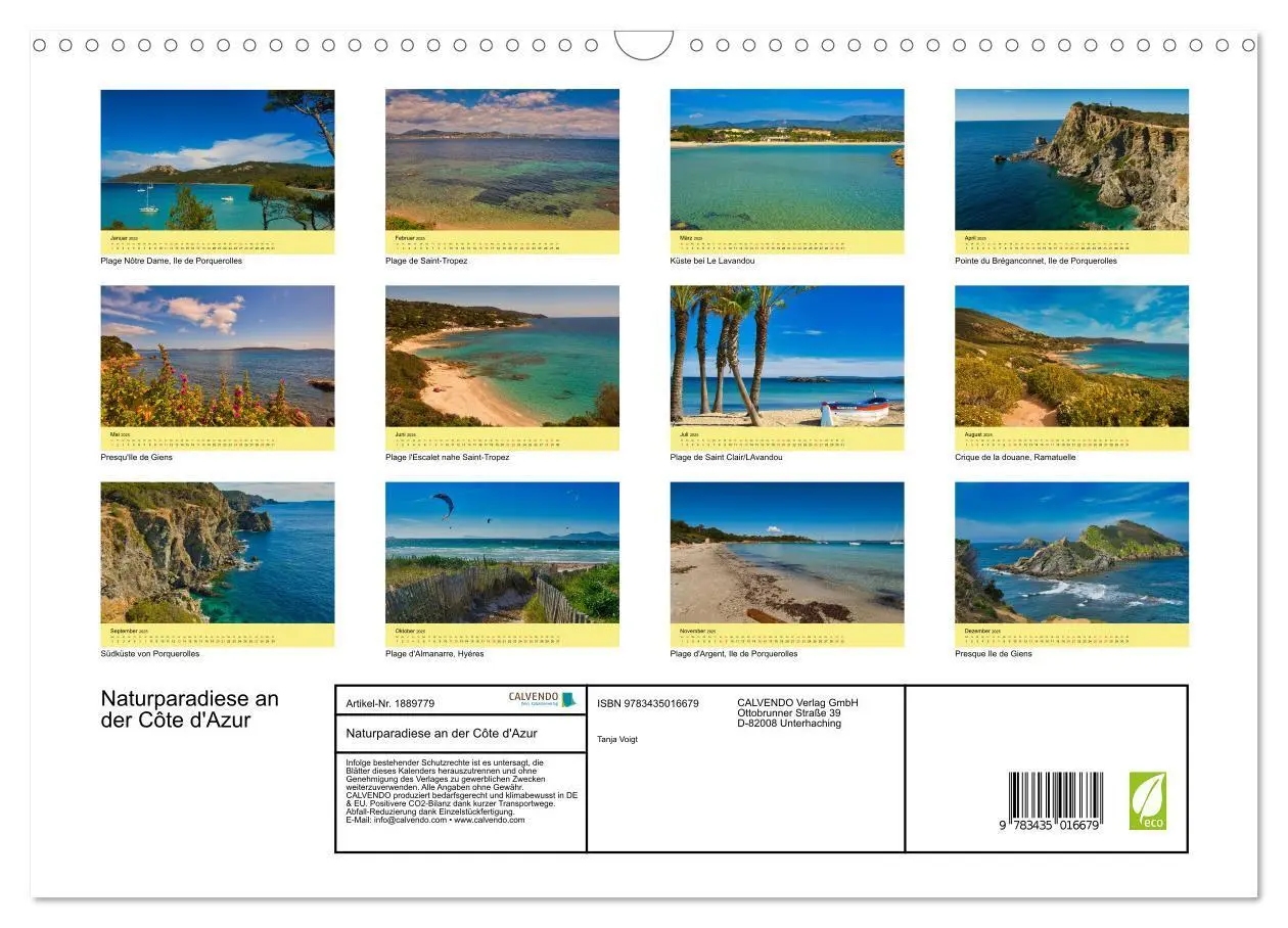 Bild: 9783435016679 | Naturparadiese an der Côte d'Azur (Wandkalender 2025 DIN A3 quer),...