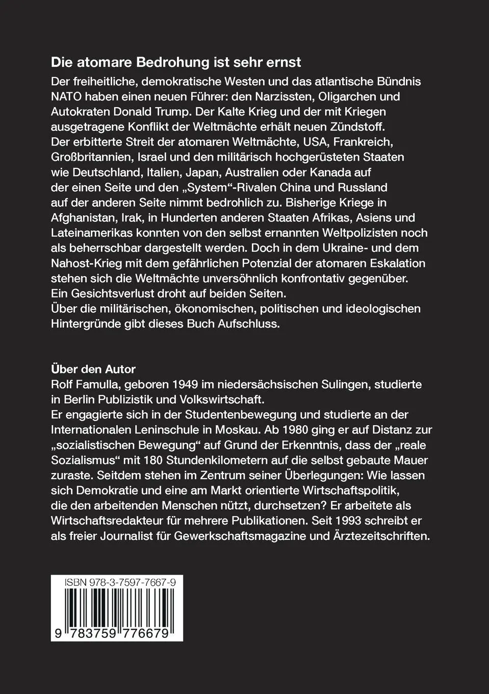 Rückseite: 9783759776679 | Am Abgrund | Droht ein Atomkrieg? | Rolf Famulla | Taschenbuch | 2024
