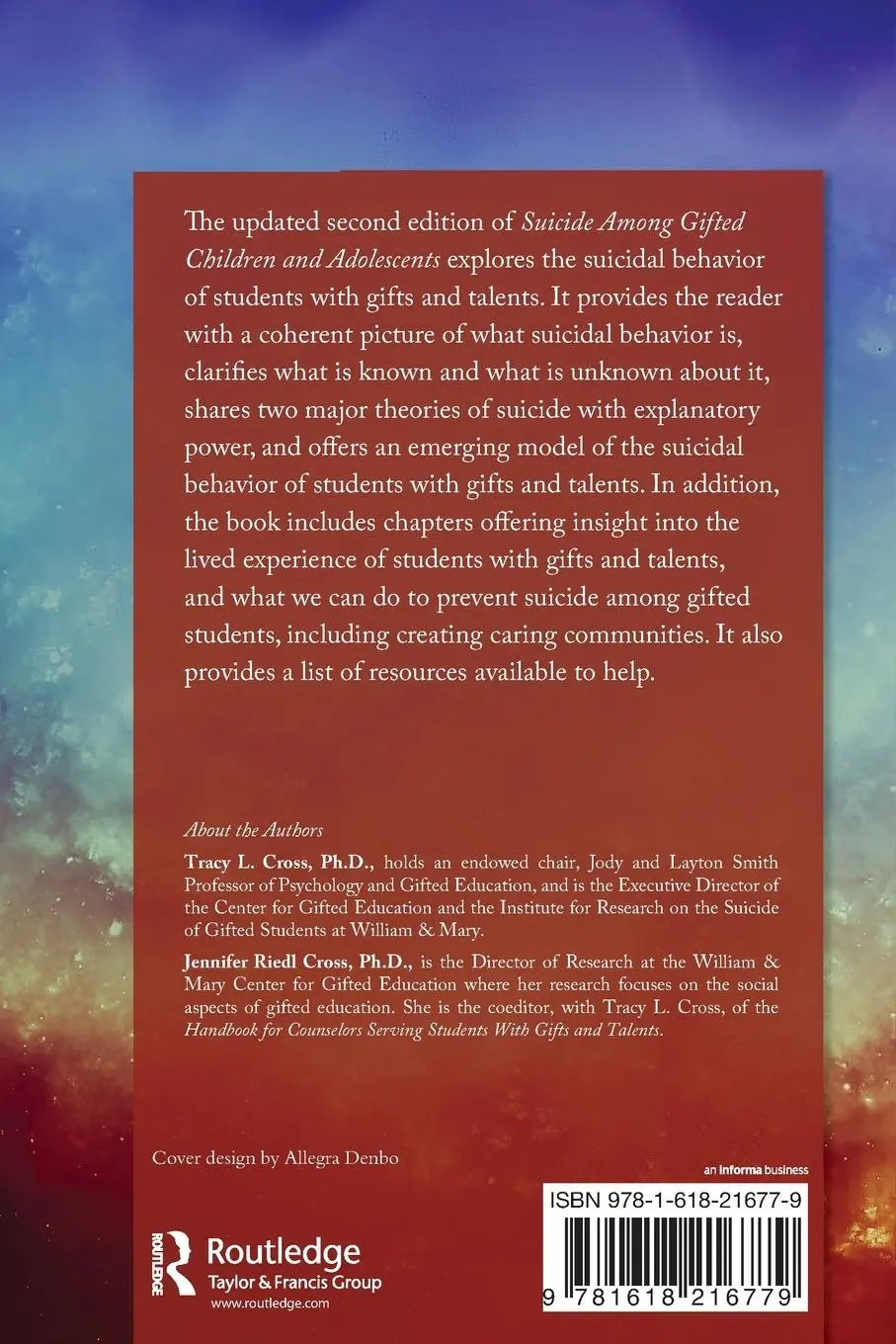 Rückseite: 9781618216779 | Suicide Among Gifted Children and Adolescents | Tracy L. Cross (u. a.)
