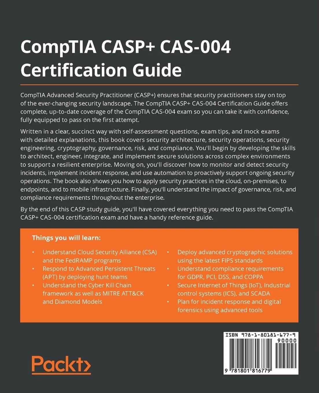 Rückseite: 9781801816779 | CompTIA CASP+ CAS-004 Certification Guide | Mark Birch | Taschenbuch