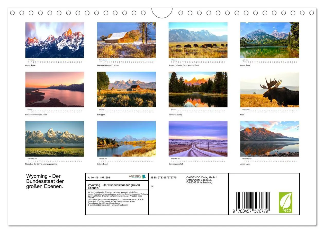 Bild: 9783457576779 | Wyoming - Der Bundesstaat der großen Ebenen. (Wandkalender 2026 DIN...