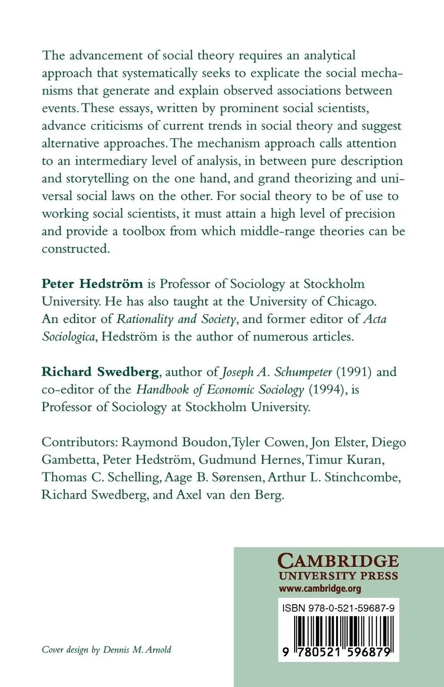 Rückseite: 9780521596879 | Social Mechanisms | An Analytical Approach to Social Theory | Buch