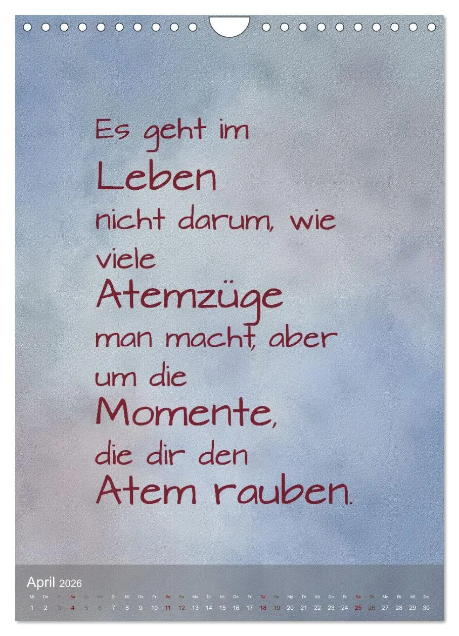 Bild: 9783516346879 | Heute ist ein guter Tag (Wandkalender 2026 DIN A4 hoch), CALVENDO...