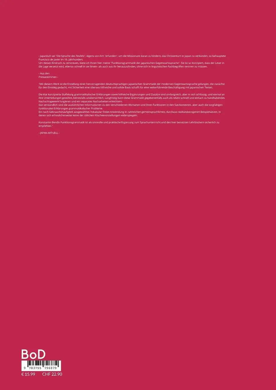 Rückseite: 9783755796879 | Funktionsgrammatik der japanischen Gegenwartssprache | Bendix | Buch