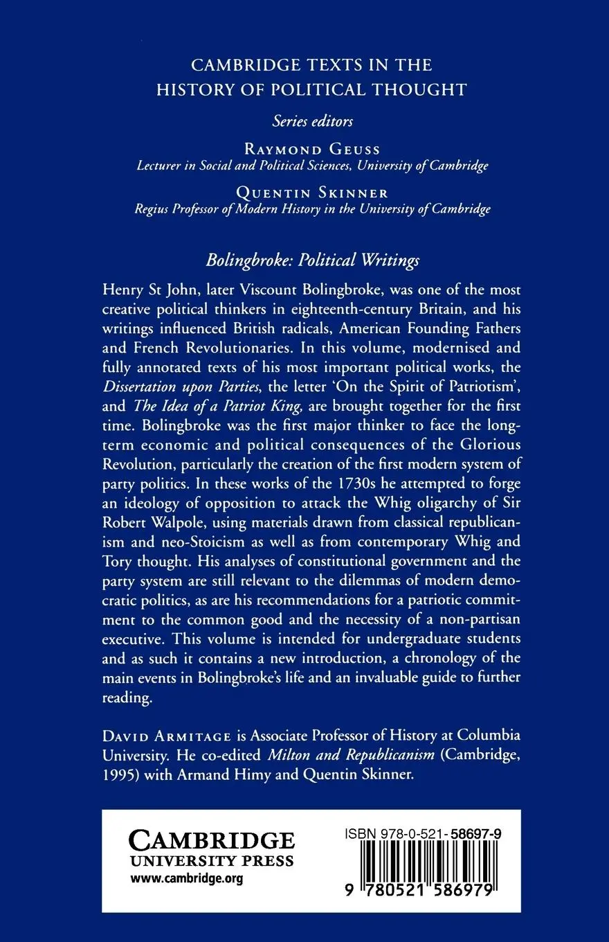 Rückseite: 9780521586979 | Bolingbroke | Political Writings | Henry St John Bolingbroke | Buch