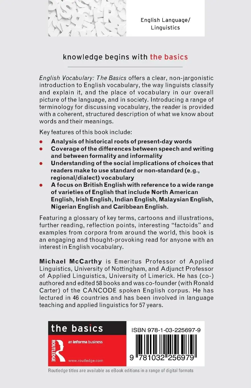 Rückseite: 9781032256979 | English Vocabulary | The Basics | Michael Mccarthy | Taschenbuch