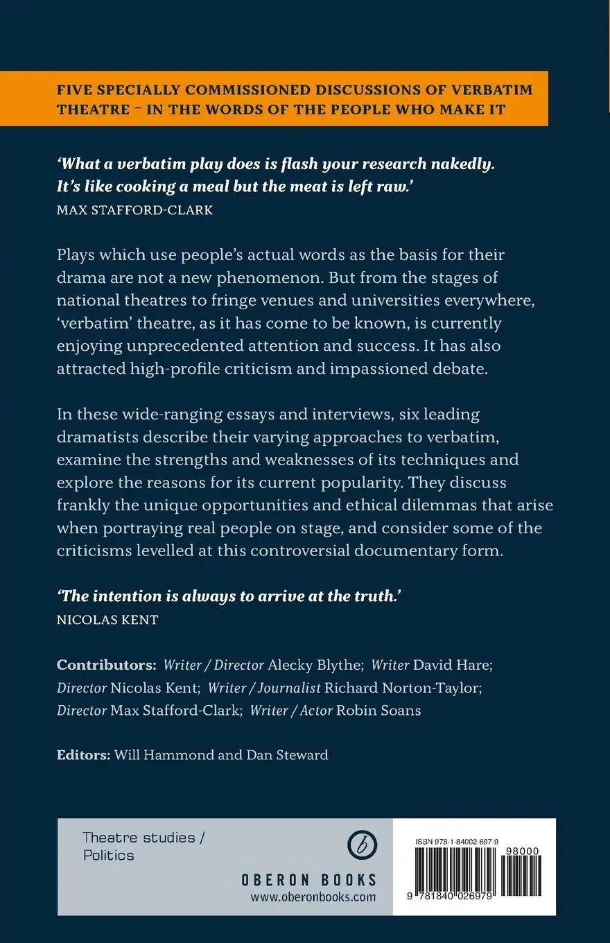 Rückseite: 9781840026979 | Verbatim, Verbatim | Contemporary Documentary Theatre | Taschenbuch