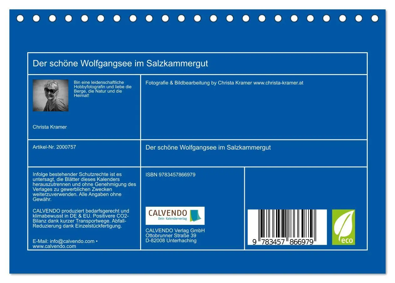Bild: 9783457866979 | Der schöne Wolfgangsee im Salzkammergut (Tischkalender 2026 DIN A5...