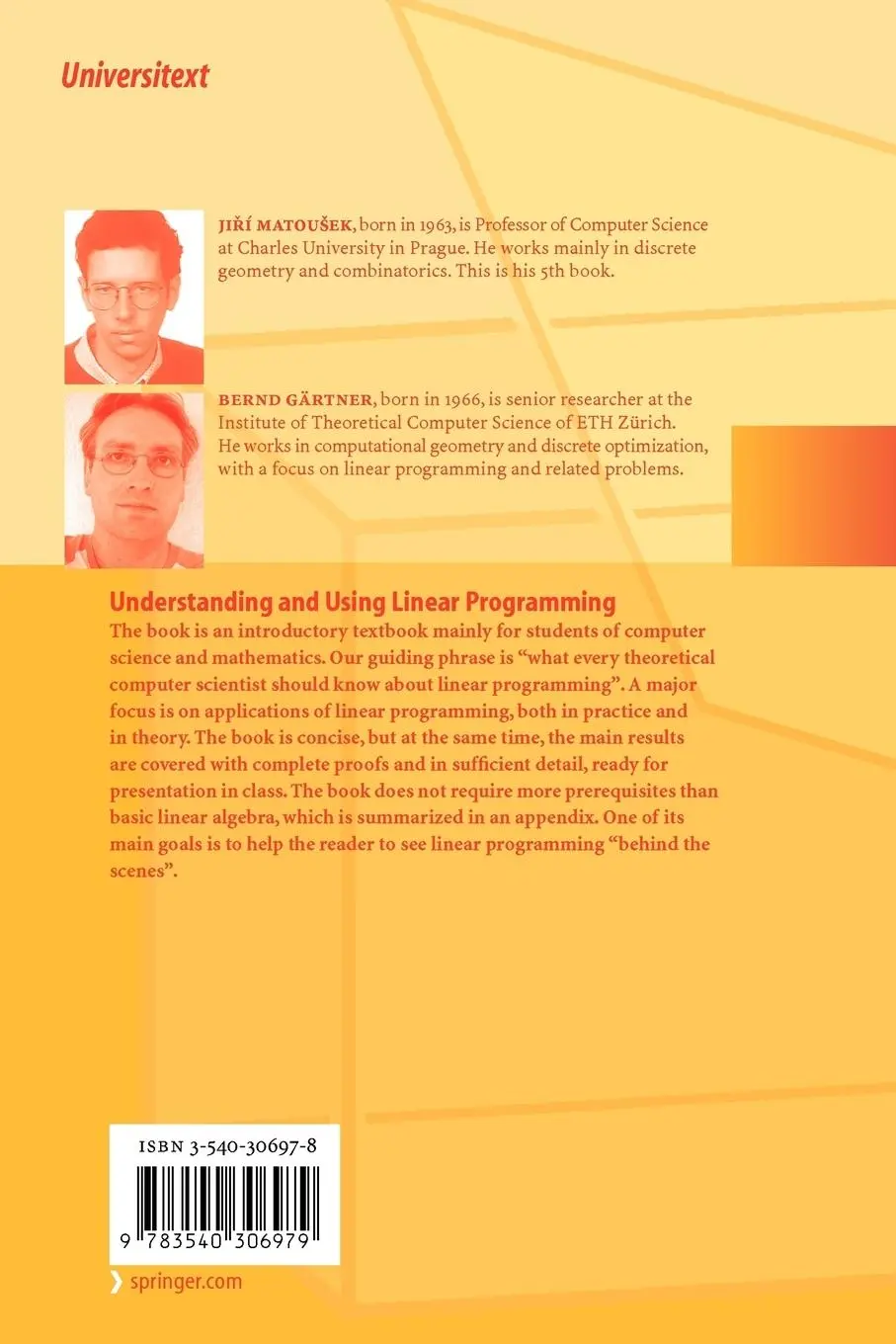 Rückseite: 9783540306979 | Understanding and Using Linear Programming | Bernd Gärtner (u. a.)