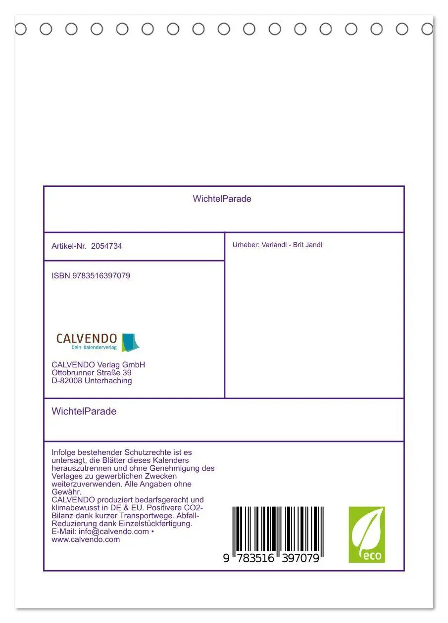 Bild: 9783516397079 | WichtelParade (Tischkalender 2026 DIN A5 hoch), CALVENDO...