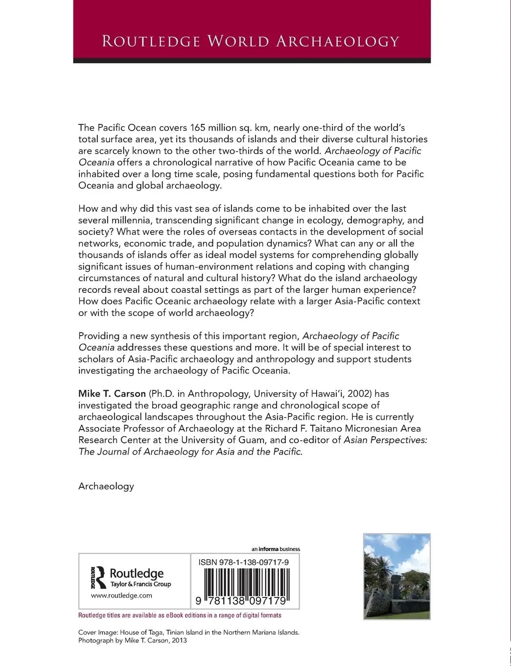 Rückseite: 9781138097179 | Archaeology of Pacific Oceania | Inhabiting a Sea of Islands | Carson