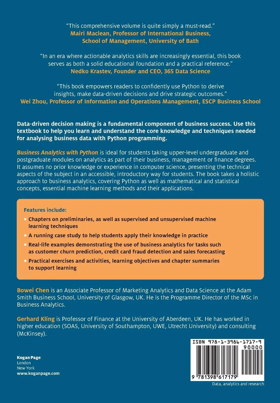 Rückseite: 9781398617179 | Business Analytics with Python | Bowei Chen (u. a.) | Taschenbuch
