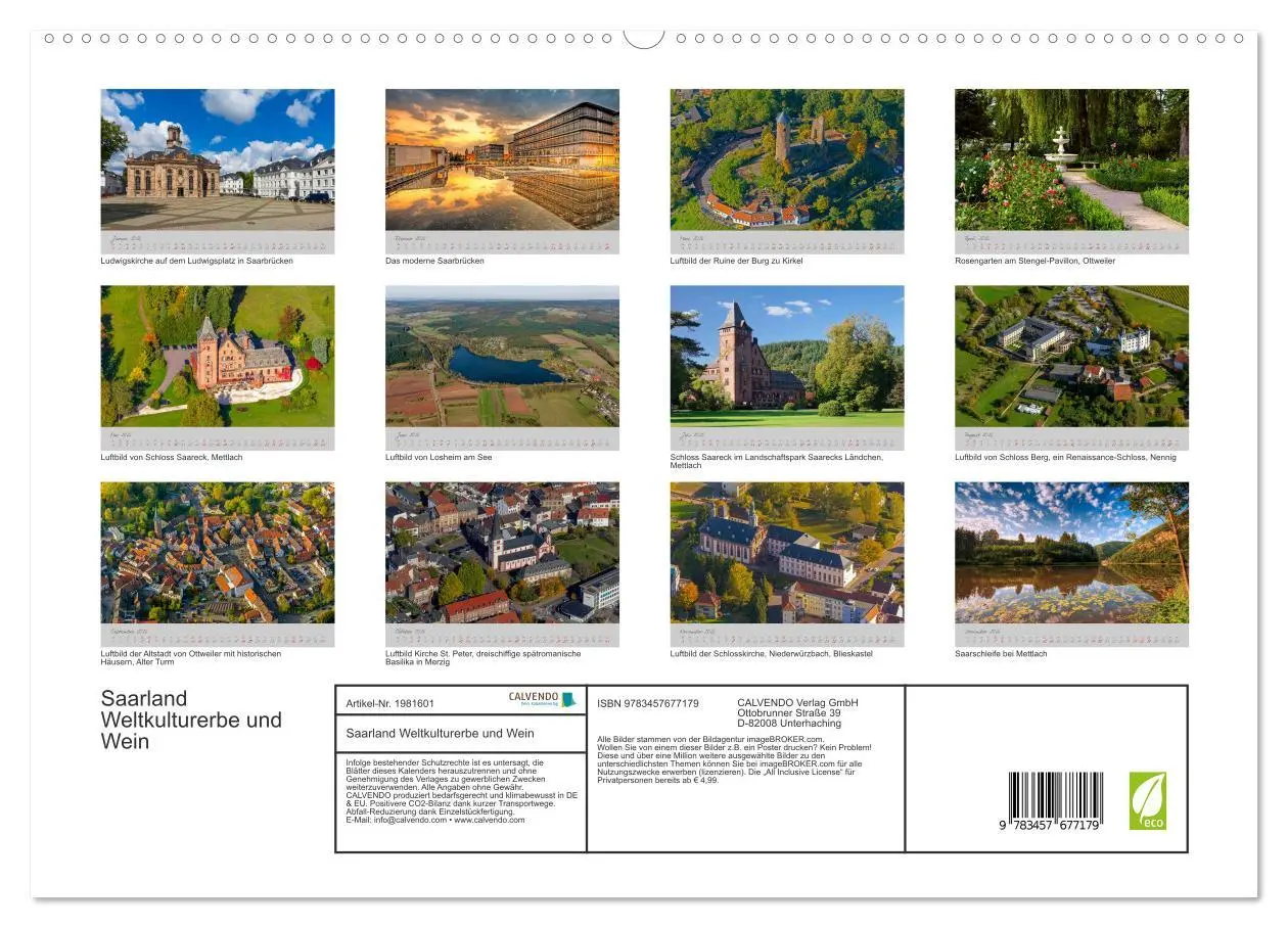 Bild: 9783457677179 | Saarland Weltkulturerbe und Wein (hochwertiger Premium Wandkalender...