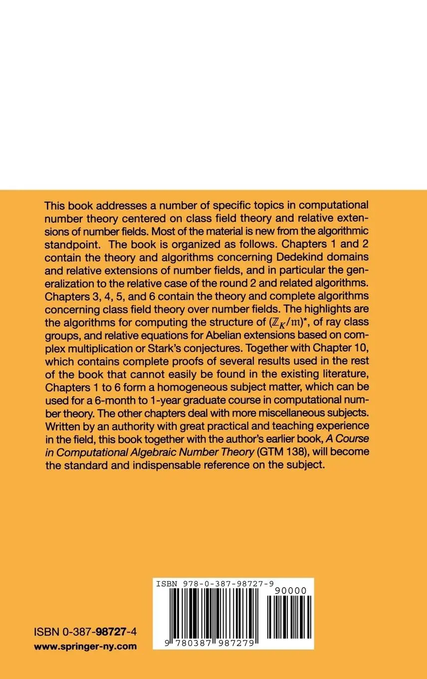Rückseite: 9780387987279 | Advanced Topics in Computational Number Theory | Henri Cohen | Buch