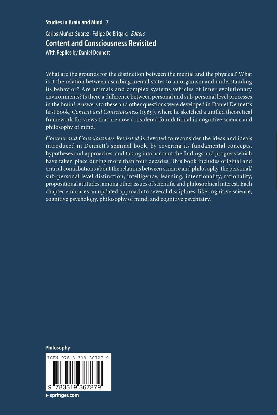 Rückseite: 9783319367279 | Content and Consciousness Revisited | With Replies by Daniel Dennett