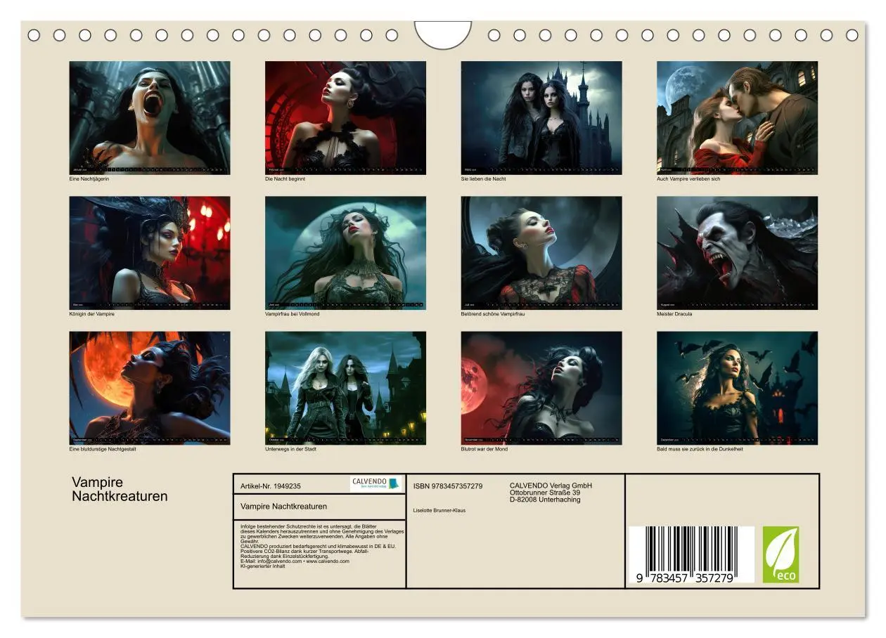 Bild: 9783457357279 | Vampire Nachtkreaturen (Wandkalender 2026 DIN A4 quer), CALVENDO...