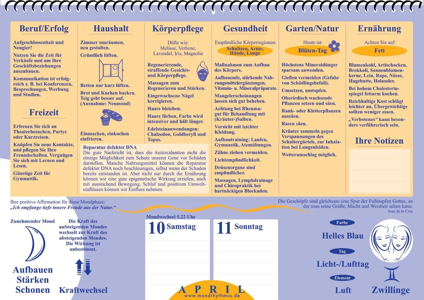Bild: 9783932547379 | Mein Leben mit dem Mondrhythmus 2027 | Wandkalender | Edith Stadig