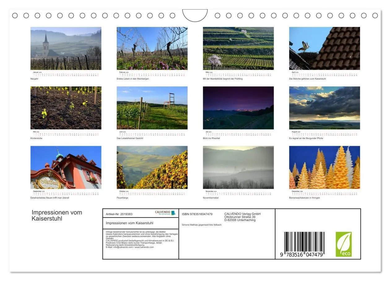 Bild: 9783516047479 | Impressionen vom Kaiserstuhl (Wandkalender 2026 DIN A4 quer),...
