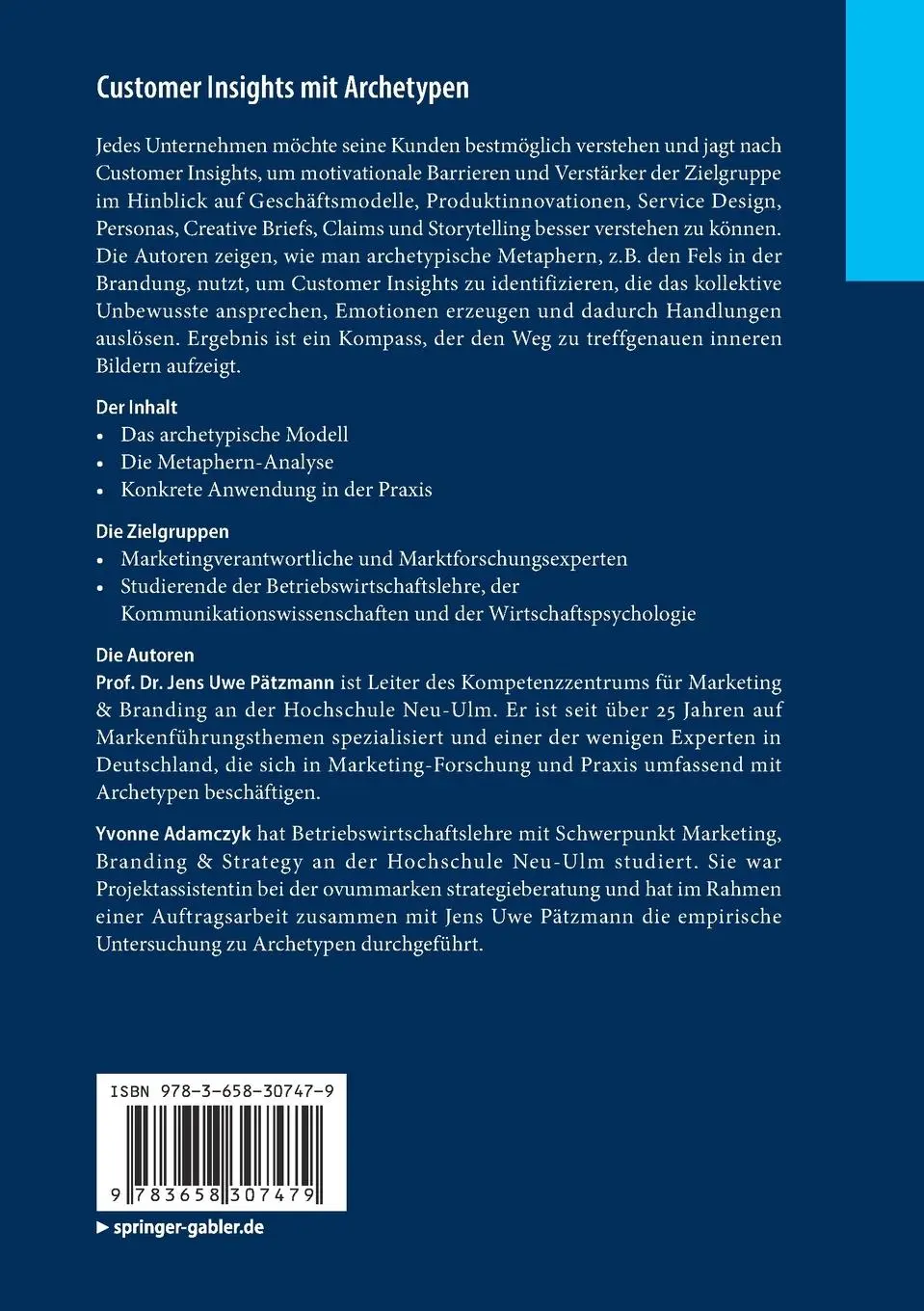 Rückseite: 9783658307479 | Customer Insights mit Archetypen | Yvonne Adamczyk (u. a.) | Buch | xi