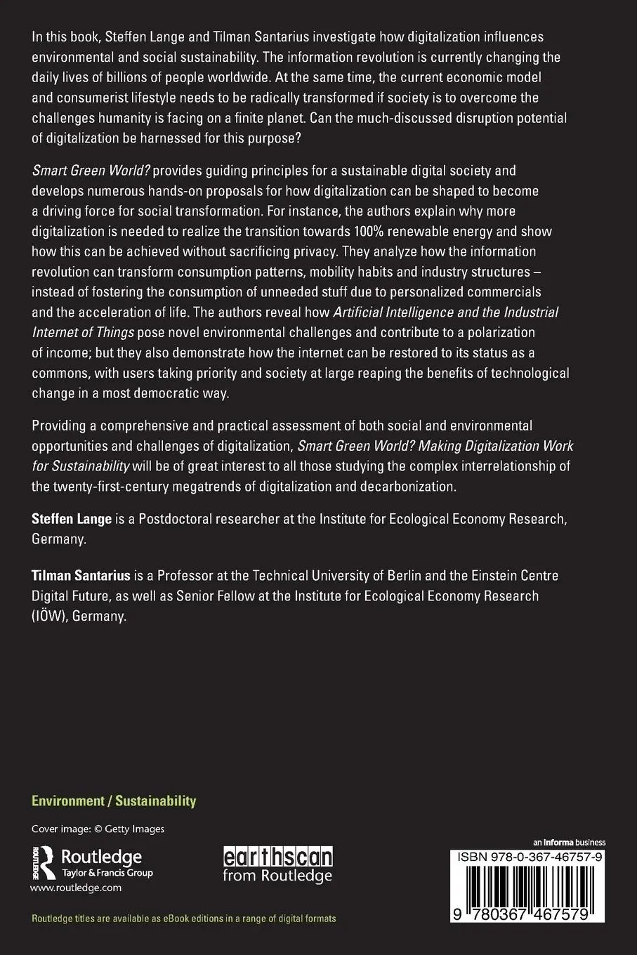 Rückseite: 9780367467579 | Smart Green World? | Making Digitalization Work for Sustainability