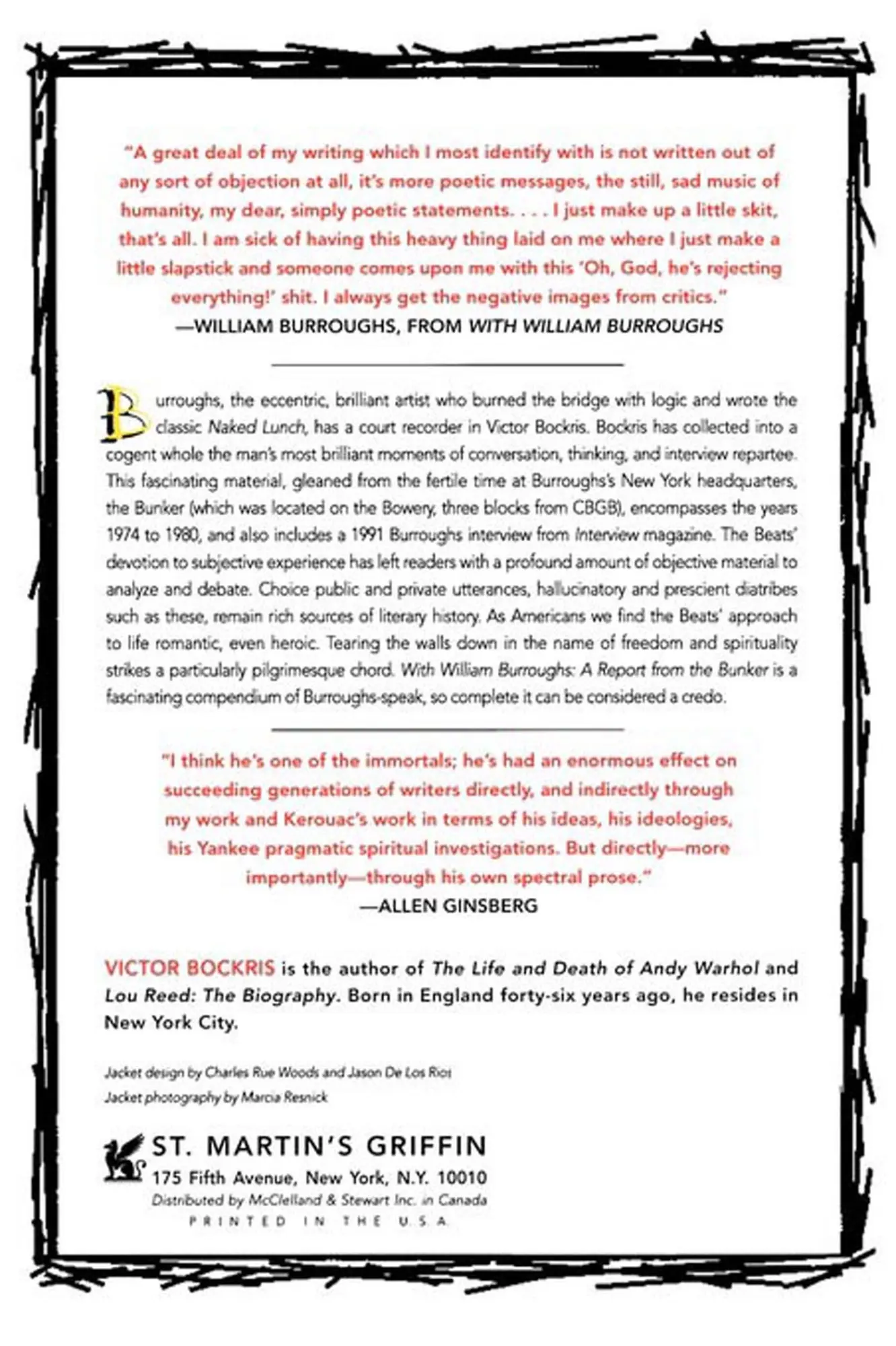 Rückseite: 9780312147679 | With William Burroughs | A Report from the Bunker | Bockris (u. a.)