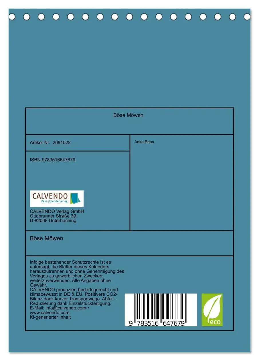 Bild: 9783516647679 | Böse Möwen (Tischkalender 2026 DIN A5 hoch), CALVENDO Monatskalender