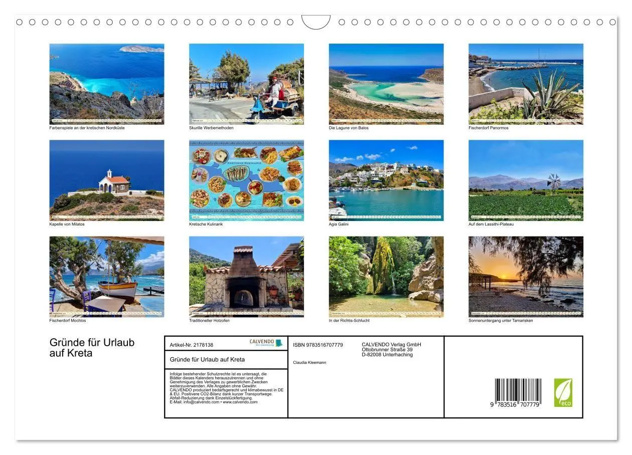 Bild: 9783516707779 | Gründe für Urlaub auf Kreta (Wandkalender 2026 DIN A3 quer),...