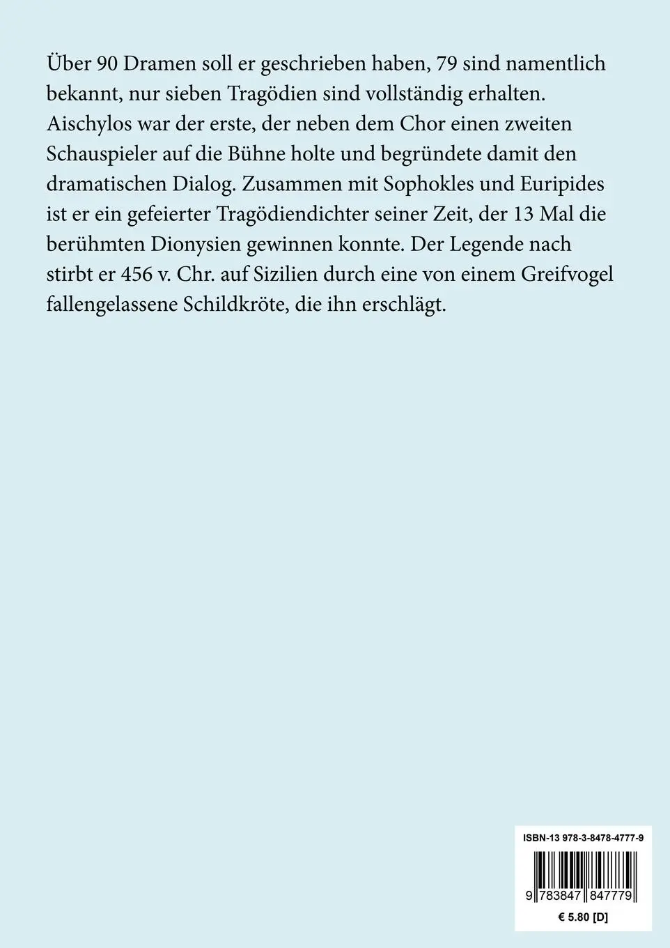 Rückseite: 9783847847779 | Der gefesselte Prometheus (Großdruck) | Aischylos | Taschenbuch | 2020