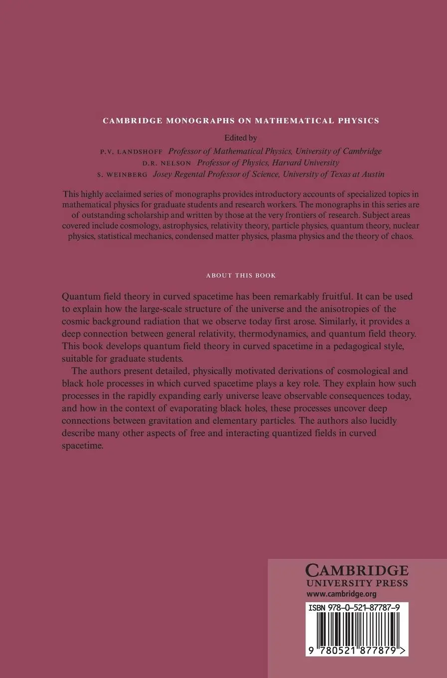 Rückseite: 9780521877879 | Quantum Field Theory in Curved Spacetime | Leonard Parker (u. a.)