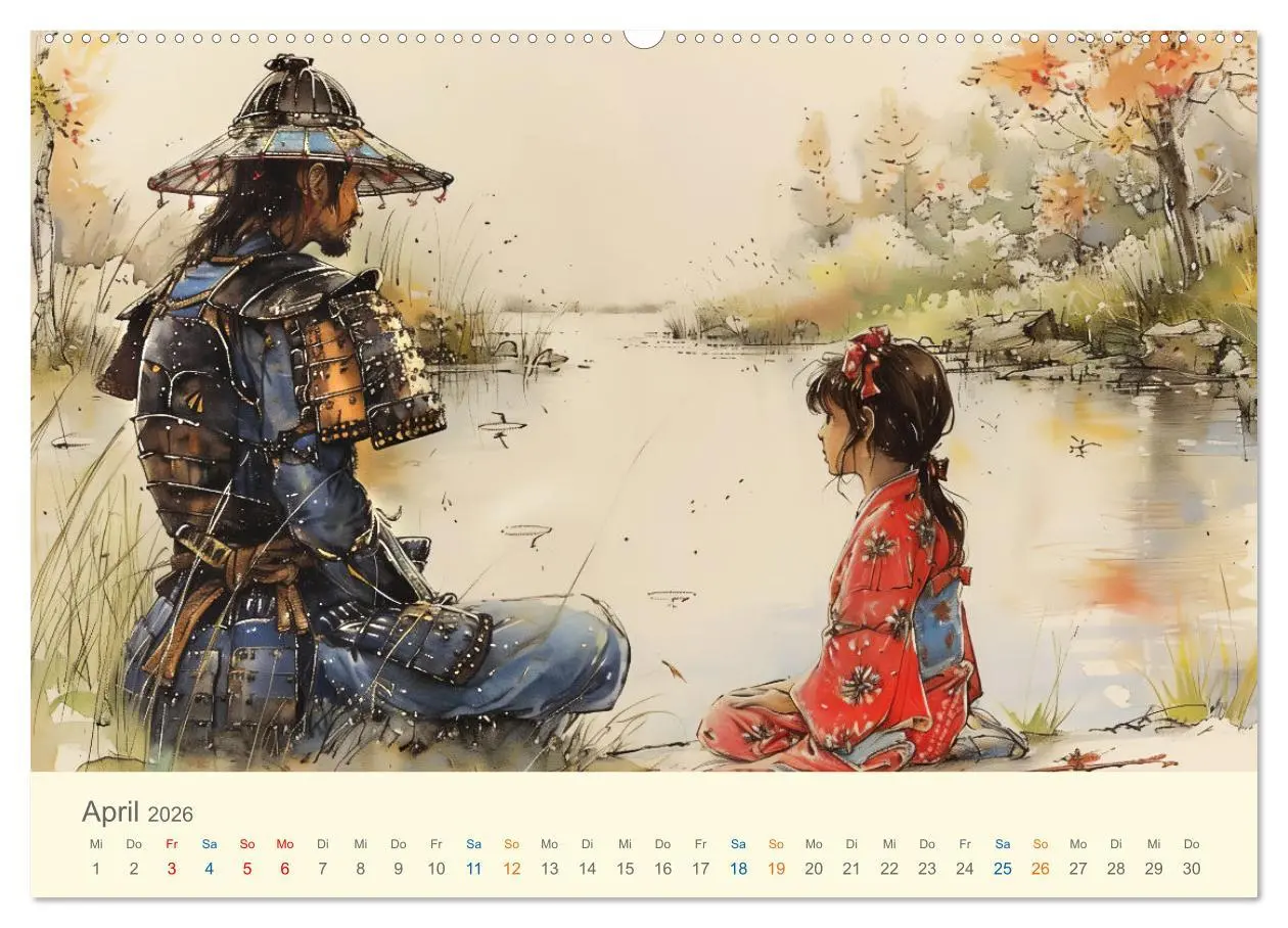 Bild: 9783457397879 | Samurai - whimsical inked style (Wandkalender 2026 DIN A2 quer),...