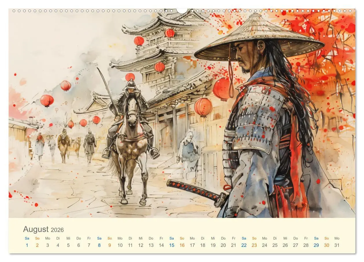 Bild: 9783457397879 | Samurai - whimsical inked style (Wandkalender 2026 DIN A2 quer),...
