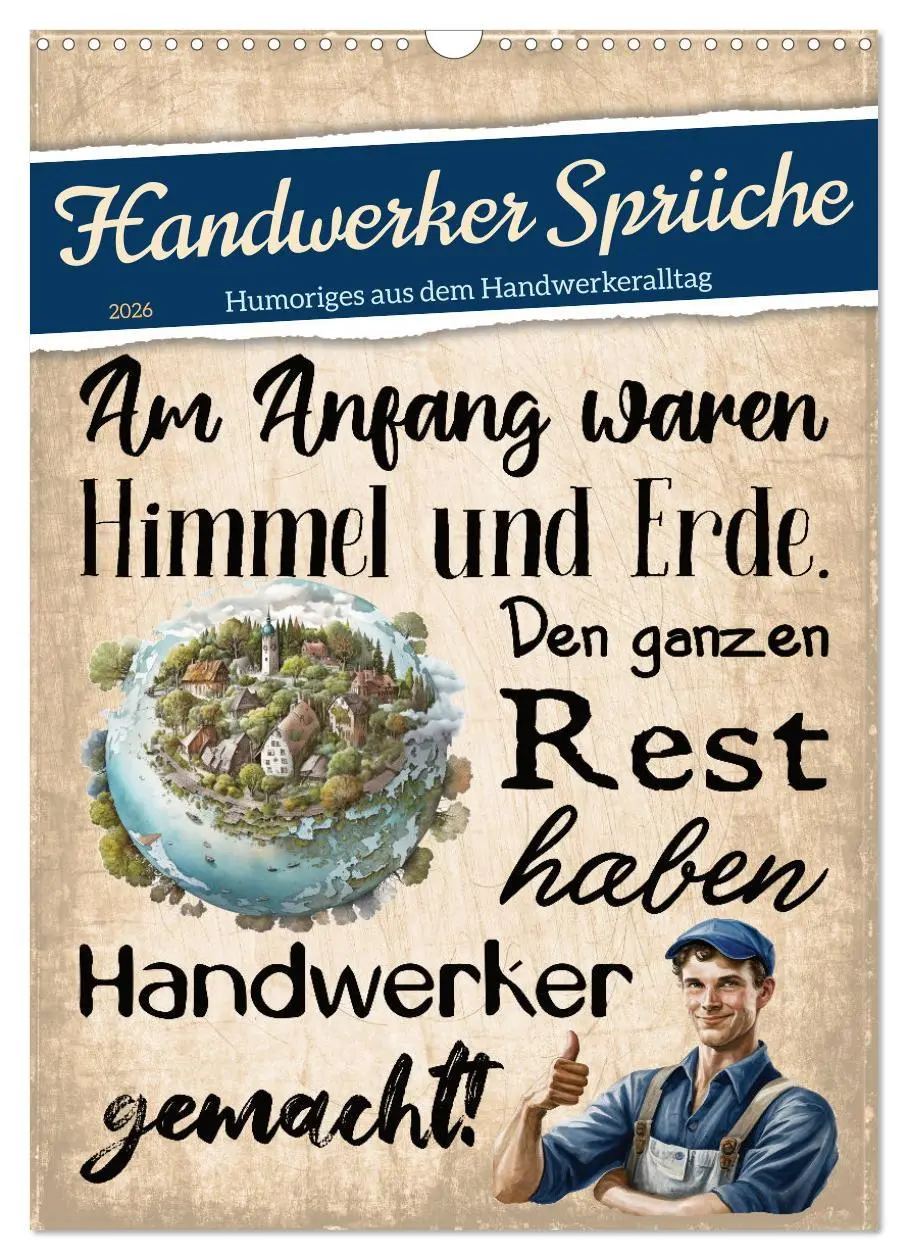 Cover: 9783516317879 | Handwerker Sprüche (Wandkalender 2026 DIN A3 hoch), CALVENDO...
