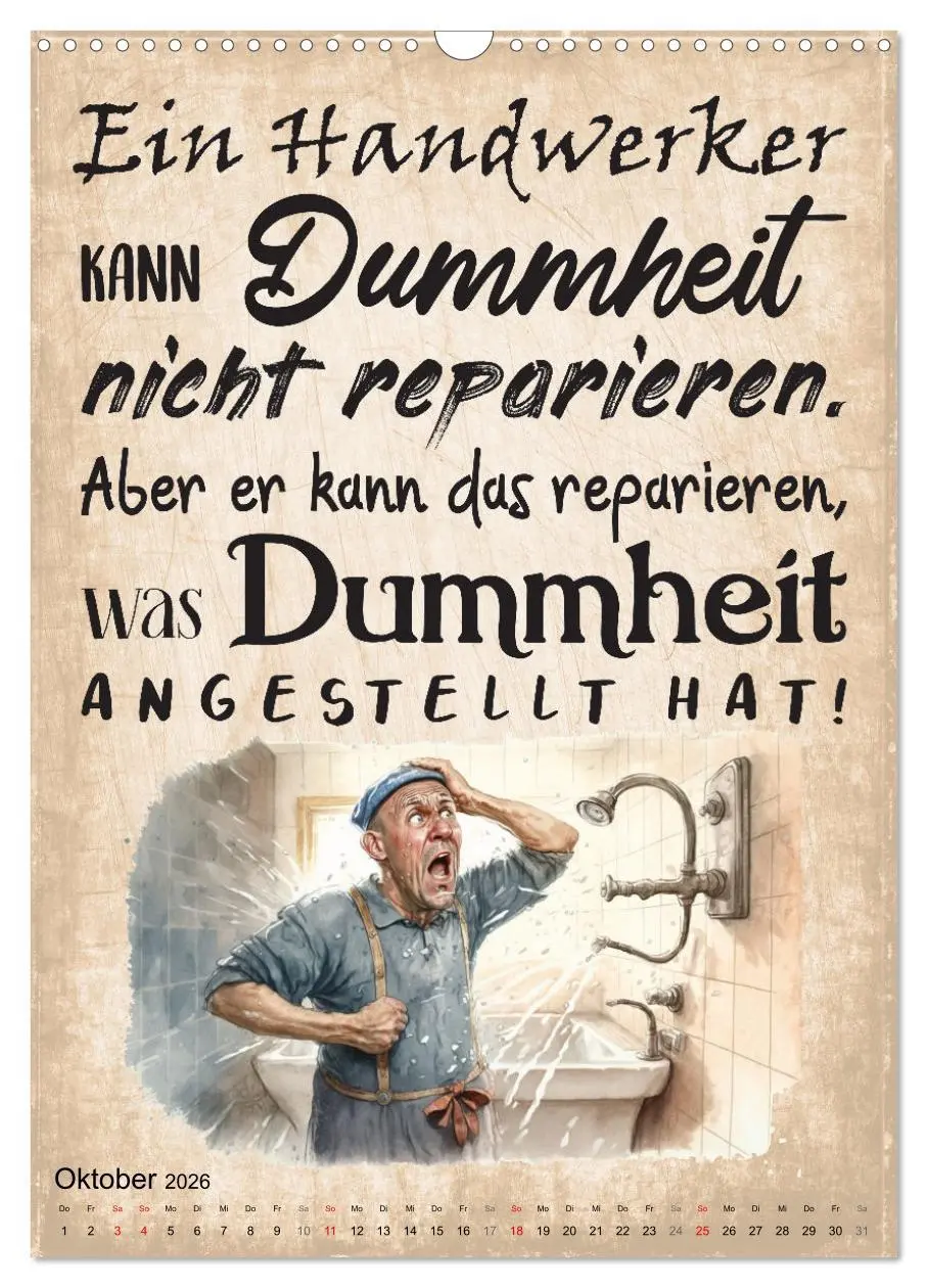 Bild: 9783516317879 | Handwerker Sprüche (Wandkalender 2026 DIN A3 hoch), CALVENDO...